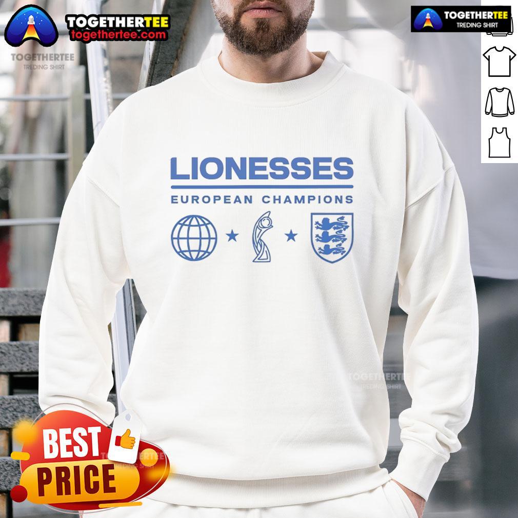 Premium Lionesses European Champions Sweatshirt Alt Text: Premium Lionesses European Champions sweatshirt featuring a stylish design celebrating women's football victory.