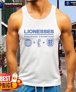 Premium Lionesses European Champions tank top featuring a stylish design celebrating women's football success.