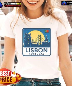 Premium Lisbon Portugal retro logo ladies tee showcasing a stylish design perfect for fashion lovers in Lisbon.