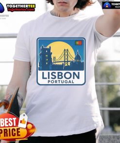 Premium Lisbon Portugal Retro Logo T-Shirt featuring vintage design and vibrant colors, perfect for travel enthusiasts.