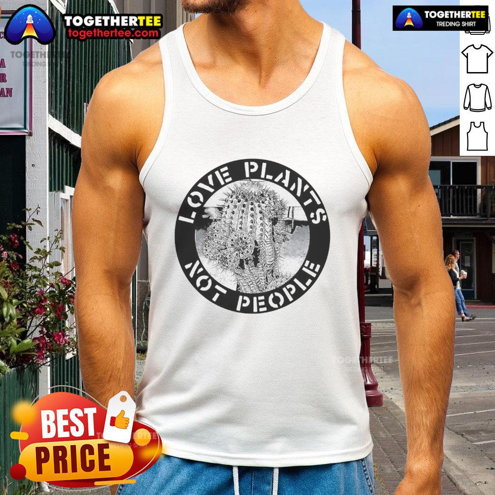 Premium Love Plants Not People Logo Tank Top Alt Text: Premium Love Plants Not People logo tank top featuring a stylish design for plant lovers and nature enthusiasts.
