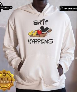 Alt Text: Premium Mickey Mouse Shit Happens hoodie featuring a playful design and vibrant colors for casual wear.