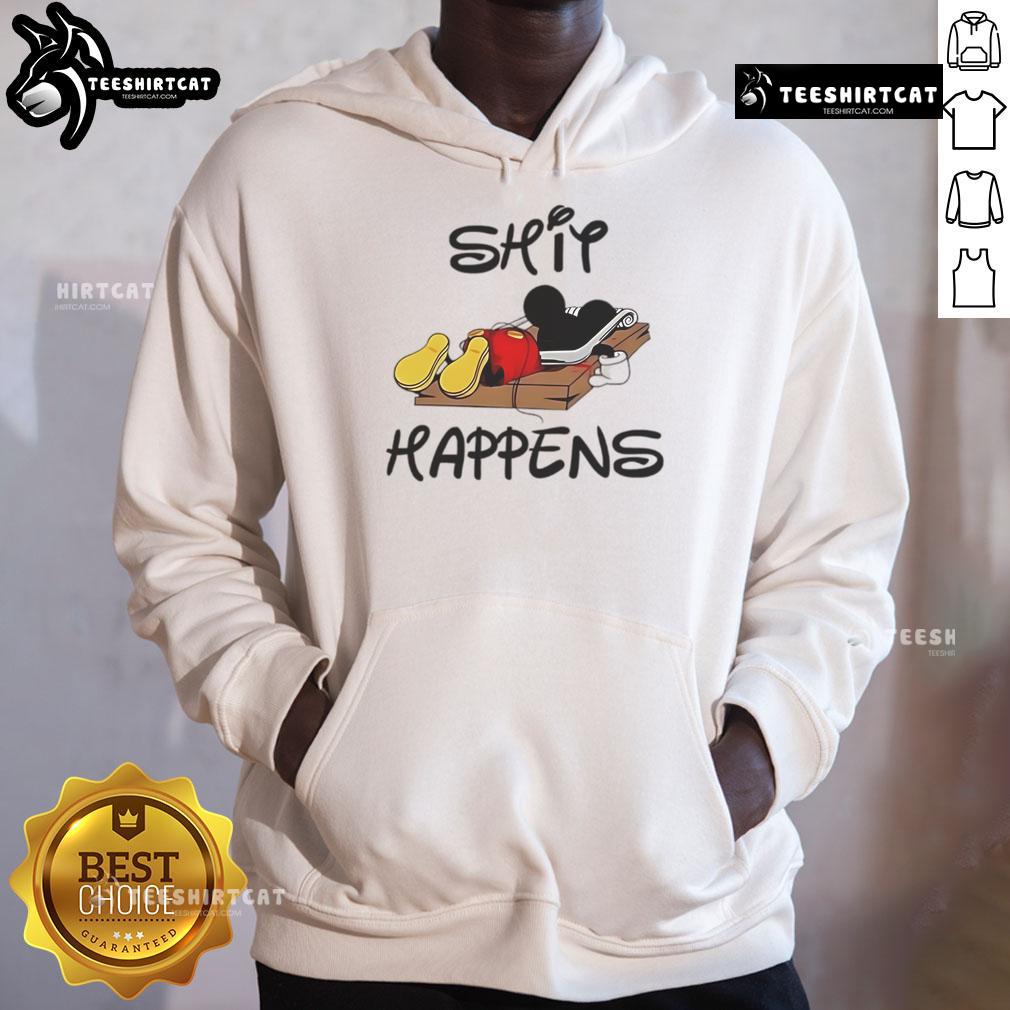 Premium Mickey Mouse Shit Happens Hoodie Alt Text: Premium Mickey Mouse Shit Happens hoodie featuring a playful design and vibrant colors for casual wear.