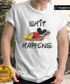 Premium Mickey Mouse 'Shit Happens' T-Shirt featuring a playful design, perfect for Disney fans and casual wear.