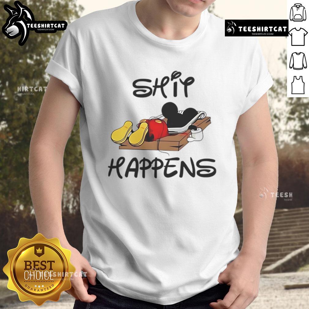 Premium Mickey Mouse Shit Happens T Shirt Premium Mickey Mouse 'Shit Happens' T-Shirt featuring a playful design, perfect for Disney fans and casual wear.