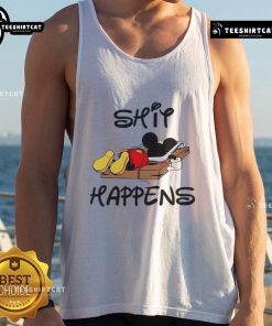 Premium Mickey Mouse Shit Happens Tank Top featuring vibrant graphics and a comfortable fit for casual wear.