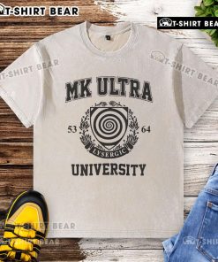 Premium MK Ultra University washed t-shirt in soft cotton, featuring a vintage graphic design and relaxed fit.