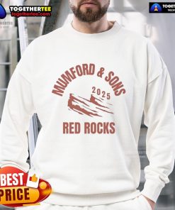 Premium Mumford and Sons 2025 Red Rocks sweatshirt featuring vibrant design and soft fabric, perfect for fans.