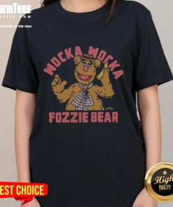 Alt Text: Premium Muppets Fozzie Bear Wocka Wocka ladies tee featuring vibrant colors and a fun design for fans.