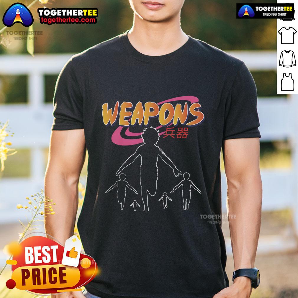 Premium Naruto Weapons Japanese Text Naruto Ninja Run Retro Anime T Shirt Premium Naruto Weapons T-Shirt featuring retro anime design and Japanese text, perfect for Naruto fans and collectors.