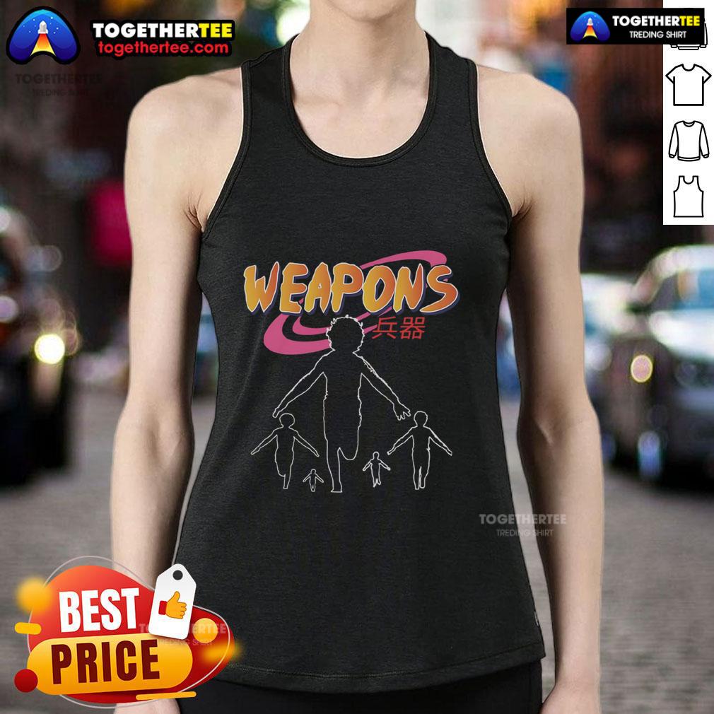 Premium Naruto Weapons Japanese Text Naruto Ninja Run Retro Anime Tank Top Premium Naruto Weapons tank top featuring Japanese text and retro anime design with Naruto ninja run graphic.