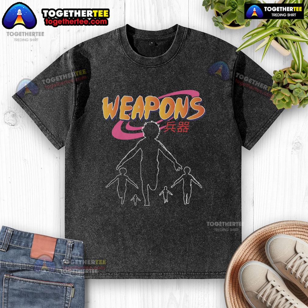 Premium Naruto Weapons Japanese Text Naruto Ninja Run Retro Anime Washed T-Shirt Premium Naruto Weapons T-shirt featuring Japanese text and Naruto ninja run design in a retro washed style.