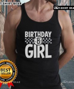 Premium NBA Brooklyn Nets birthday girl checkered logo tank top for stylish fans celebrating their special day.