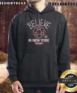 Alt Text: Premium New York Red Bulls Homage MLS x Ted Lasso Believe Hoodie featuring vibrant team colors and logo design.