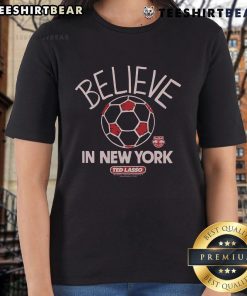 Premium New York Red Bulls Homage MLS x Ted Lasso Believe Ladies Tee featuring stylish design and vibrant team colors.