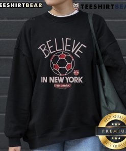 Premium New York Red Bulls Homage MLS x Ted Lasso Believe Sweatshirt featuring vibrant graphics and cozy design.