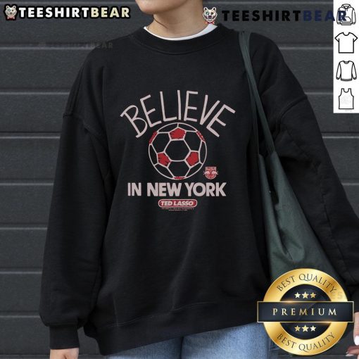 Premium New York Red Bulls Homage MLS x Ted Lasso Believe Sweatshirt featuring vibrant graphics and cozy design.
