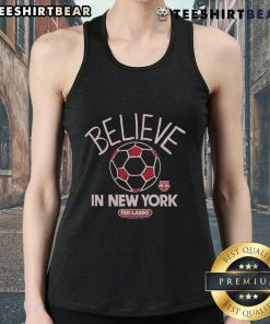 Premium New York Red Bulls Homage MLS x Ted Lasso Believe tank top featuring vibrant team colors and a stylish design.