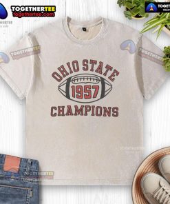 Premium Ohio State National Champions 1957 washed t-shirt featuring vintage design and soft fabric for ultimate comfort.