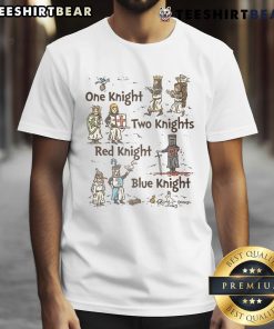 Premium One Knight Two Knights T-Shirt featuring a vibrant red knight and blue knight design, perfect for fantasy lovers.