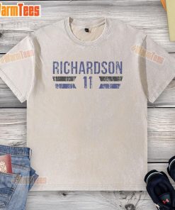 Alt Text: Premium Orlando Magic Jase Richardson 11 Font Washed T-Shirt featuring a stylish design for fans and collectors.