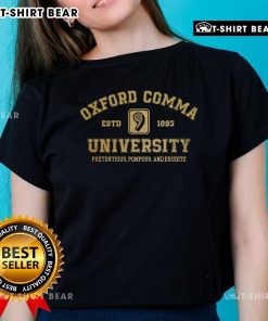 Premium Oxford Comma University Estd 1893 ladies tee featuring a stylish design for university pride and comfort.