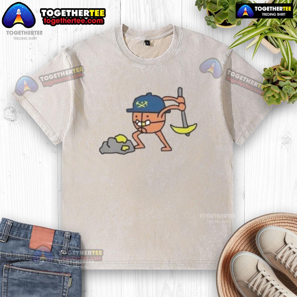 Premium Paint Denver Nuggets Basketball Washed T Shirt Premium paint Denver Nuggets basketball washed t-shirt featuring team colors and logo, perfect for fans.