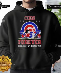 Premium Peanuts Charlie Brown Snoopy Chicago Cubs baseball hoodie - 'Forever, Not Just When We Win' design.