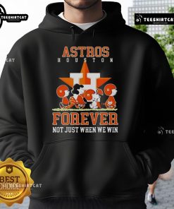 Premium Peanuts Charlie Brown Snoopy Houston Astros hoodie featuring 'Baseball Forever, Not Just When We Win' design.