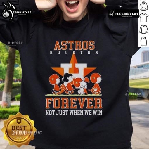 Premium peanuts sweatshirt featuring Charlie Brown, Snoopy, and Houston Astros - perfect for fans year-round.
