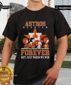 Premium Peanuts Charlie Brown Snoopy Houston Astros T-Shirt celebrating baseball fandom all year round.