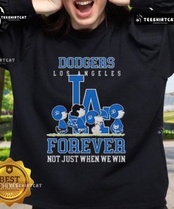 Premium peanuts sweatshirt featuring Charlie Brown, Snoopy, and Los Angeles Dodgers, celebrating baseball fandom.