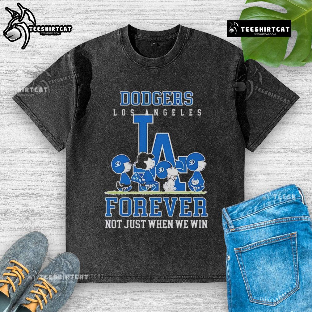 Premium Peanuts Charlie Brown Snoopy Los Angeles Dodgers Baseball Forever Not Just When We Win Washed T-Shirt Premium peanuts Charlie Brown Snoopy Los Angeles Dodgers baseball t-shirt, perfect for fans who celebrate baseball year-round.