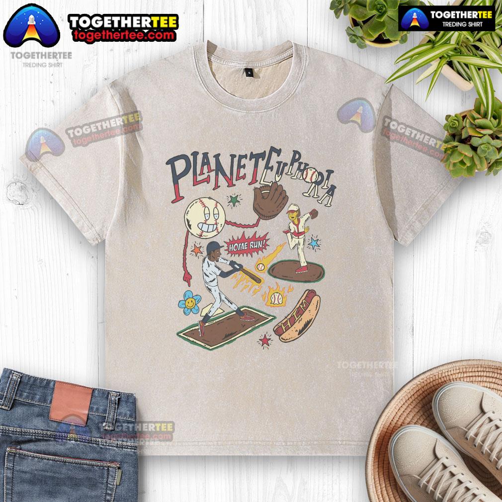 Premium Planet Euphoria Home Run Baseball Washed T Shirt Premium Planet Euphoria Home Run baseball washed t-shirt in a casual style, perfect for sports enthusiasts.