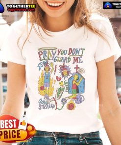 Alt Text: Premium Pray You Don't Guard Me ISO Basketball Ladies Tee in stylish design, perfect for basketball enthusiasts.