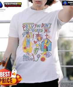 Premium 'Pray You Don't Guard Me' ISO basketball T-shirt showcasing stylish design for basketball enthusiasts.
