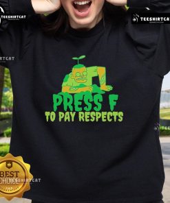 Premium Press F to Pay Respects Zombie Gamer Meme Halloween Sweatshirt featuring a spooky design for gamers.