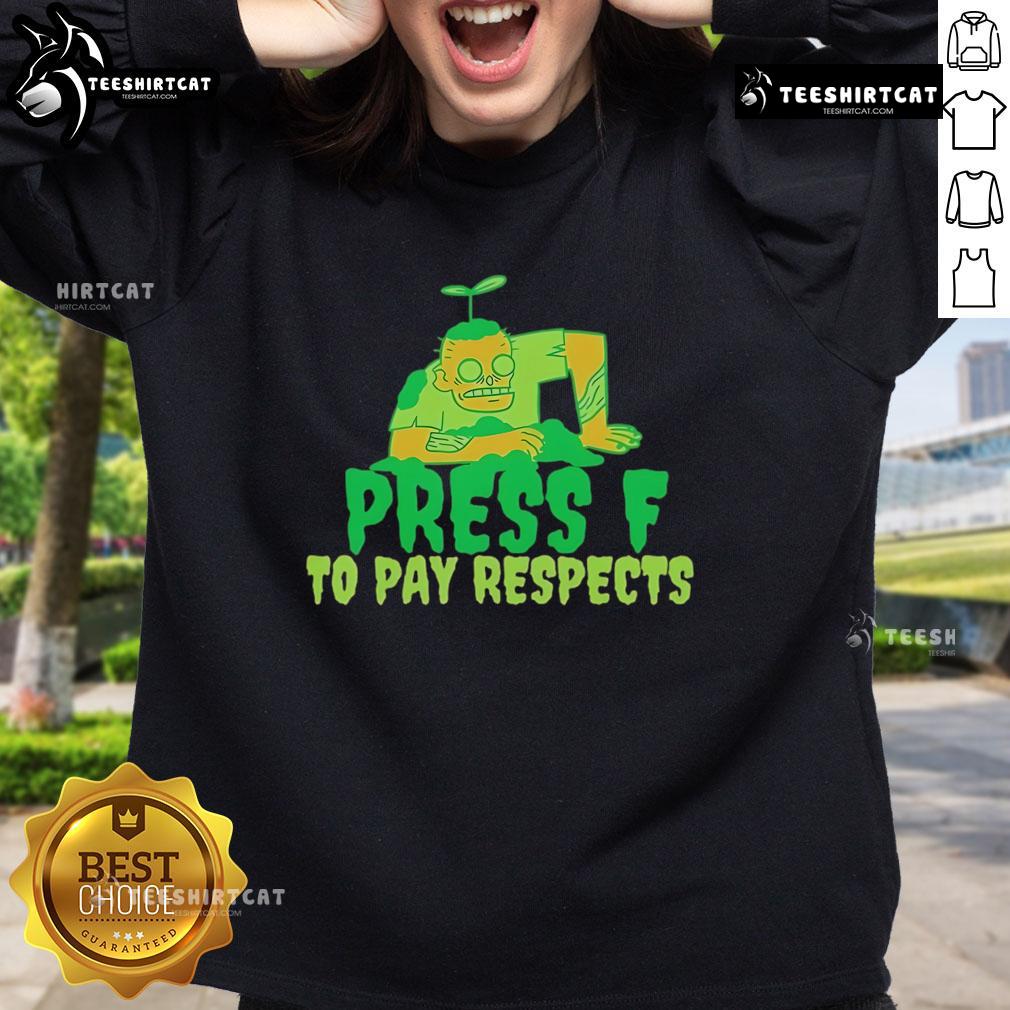 Premium Press F To Pay Respects Zombie Gamer Meme Halloween Sweatshirt Premium Press F to Pay Respects Zombie Gamer Meme Halloween Sweatshirt featuring a spooky design for gamers.