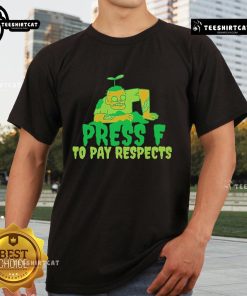 Premium Press F To Pay Respects Zombie Gamer Meme Halloween T-Shirt featuring a spooky gaming design for Halloween.