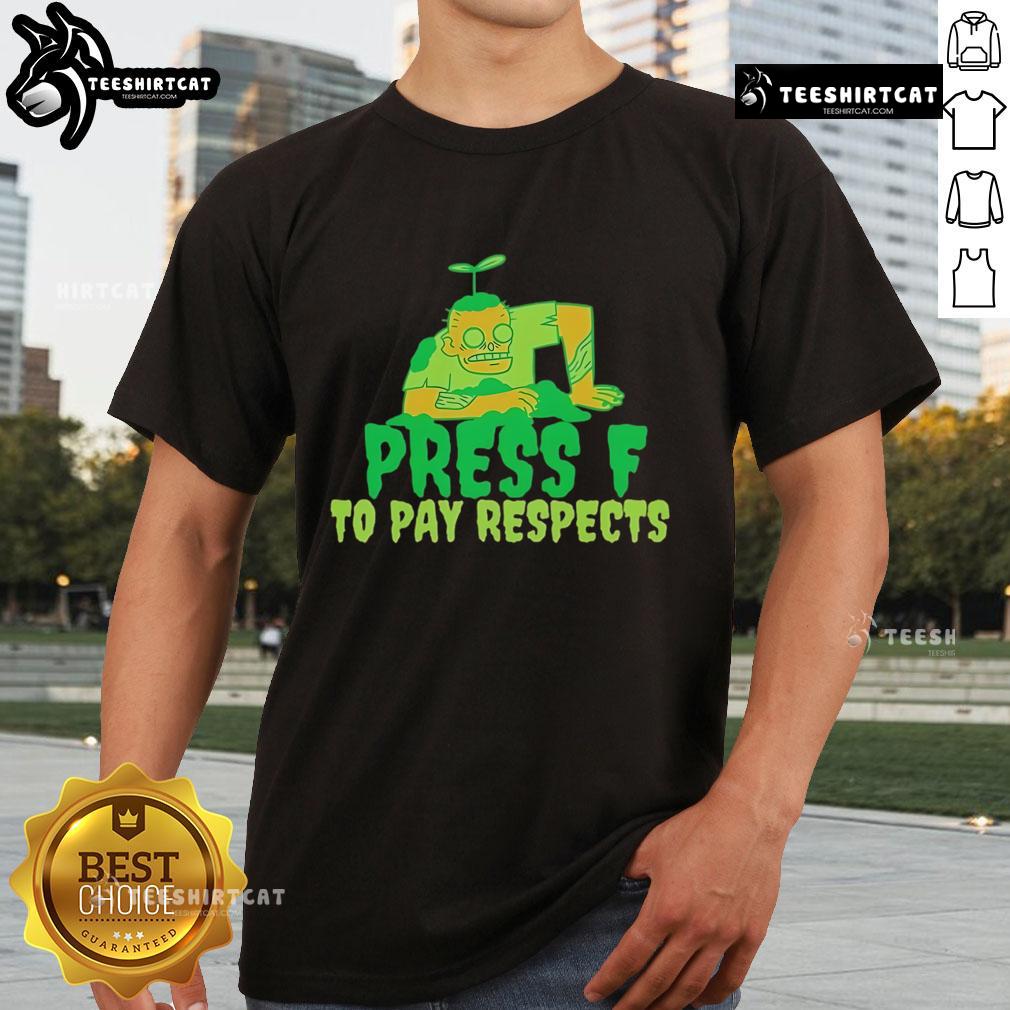 Premium Press F To Pay Respects Zombie Gamer Meme Halloween T Shirt Premium Press F To Pay Respects Zombie Gamer Meme Halloween T-Shirt featuring a spooky gaming design for Halloween.