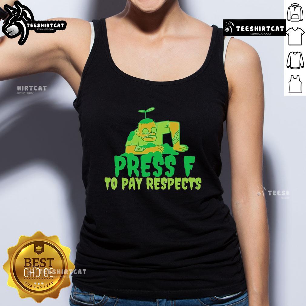 Premium Press F To Pay Respects Zombie Gamer Meme Halloween Tank Top Premium Press F to Pay Respects Zombie Gamer Meme Halloween Tank Top for stylish spooky gaming enthusiasts.