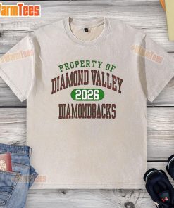 Premium Property of Diamond Valley Diamondbacks 2026 washed t-shirt in a casual setting, showcasing team pride and style.