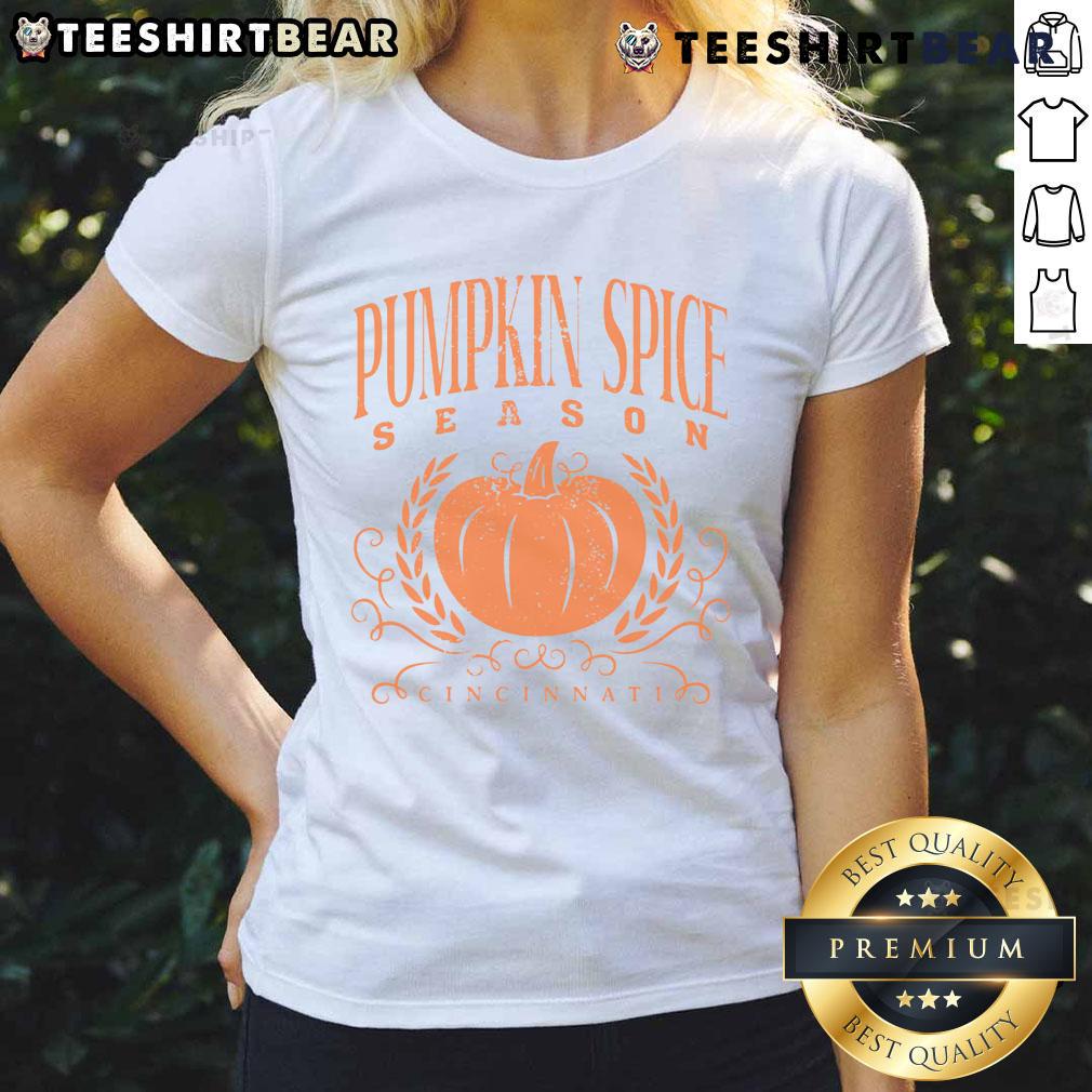 Premium Pumpkin Spice Season Ladies Tee Premium Pumpkin Spice Season Ladies Tee in autumn colors, perfect for cozy fall outfits and celebrating pumpkin spice lovers.