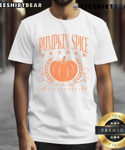 Premium Pumpkin Spice Season T-Shirt featuring autumn-themed design, perfect for fall festivities and cozy wear.