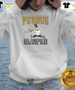 Premium Purdue All American Marching Band Hoodie in black, showcasing the iconic Purdue logo and comfortable design.