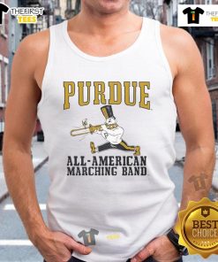 Premium Purdue All-American Marching Band tank top featuring vibrant colors and stylish design for fans and students.