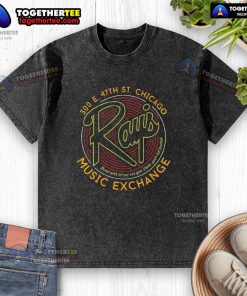Premium Rays Music Exchange washed t-shirt featuring a stylish design, perfect for music lovers and casual wear.