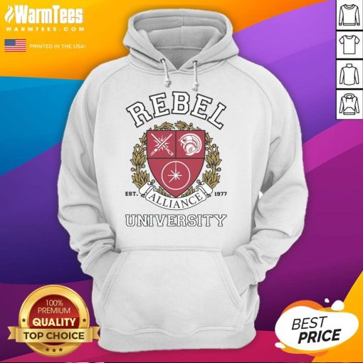 Premium Rebel Alliance University Hoodie in black, featuring a stylish logo and comfortable fit for fans of the franchise.