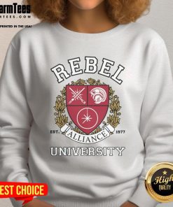 Premium Rebel Alliance University Sweatshirt featuring a stylish design for fans of the Star Wars franchise.