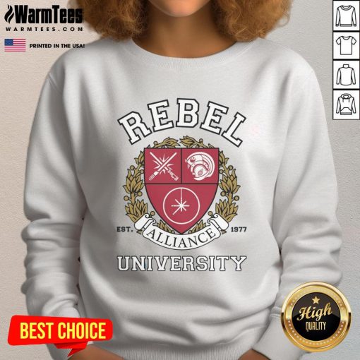 Premium Rebel Alliance University Sweatshirt featuring a stylish design for fans of the Star Wars franchise.